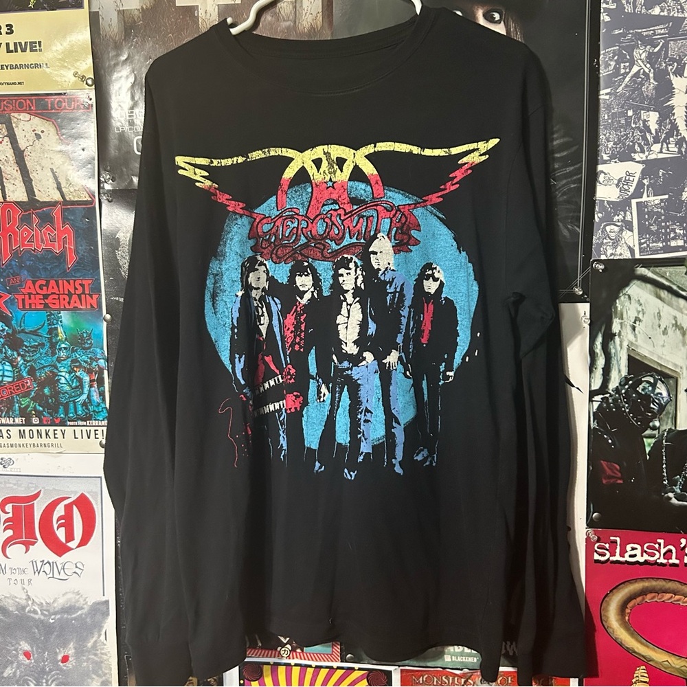 Aerosmith Rocks Tour Long Sleeve Graphic T Shirt Size M